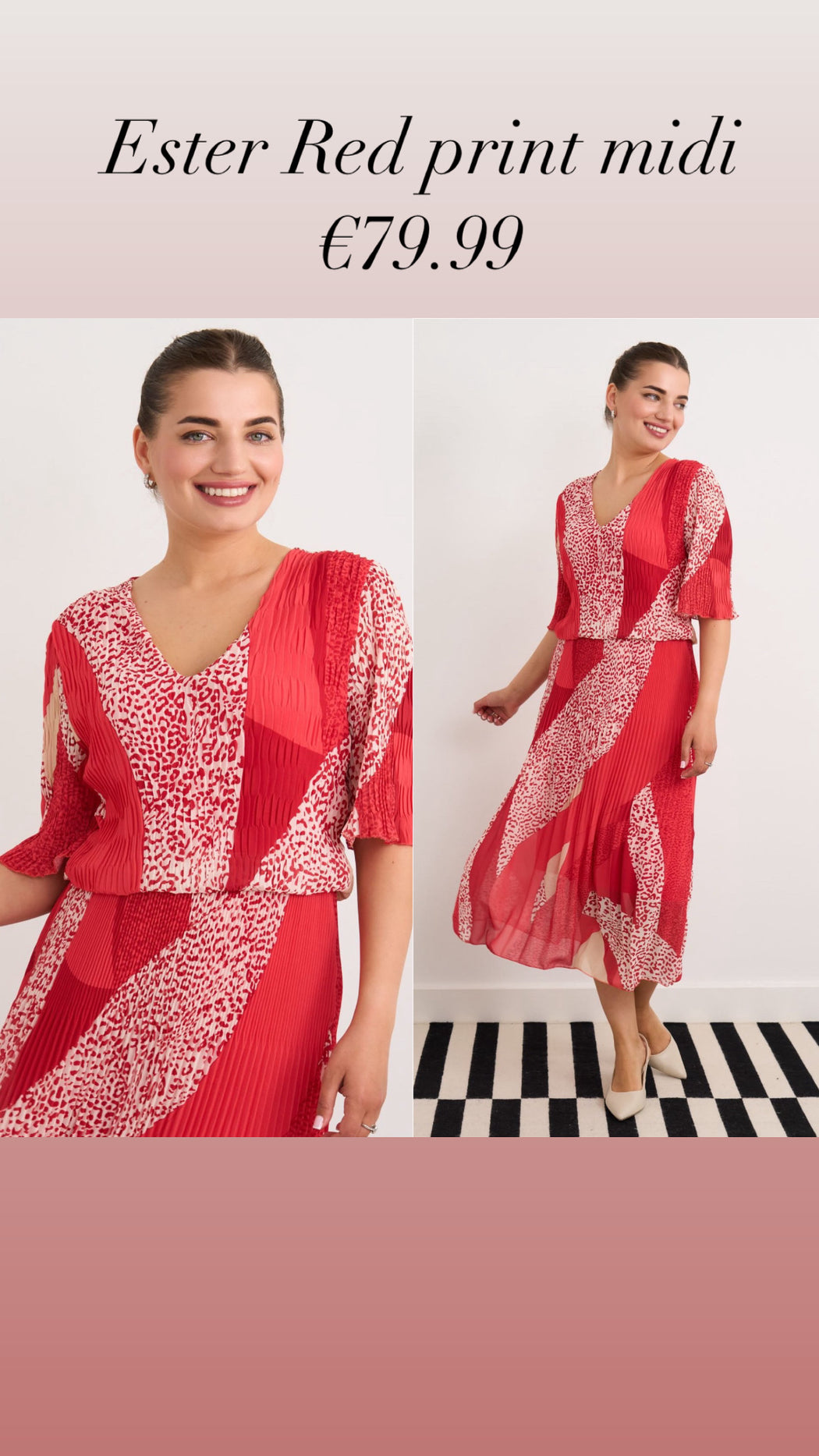 Ester red print midi