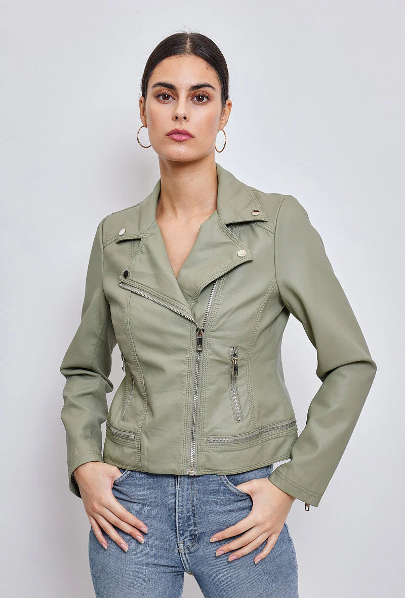 Kathy Khaki Biker Jacket