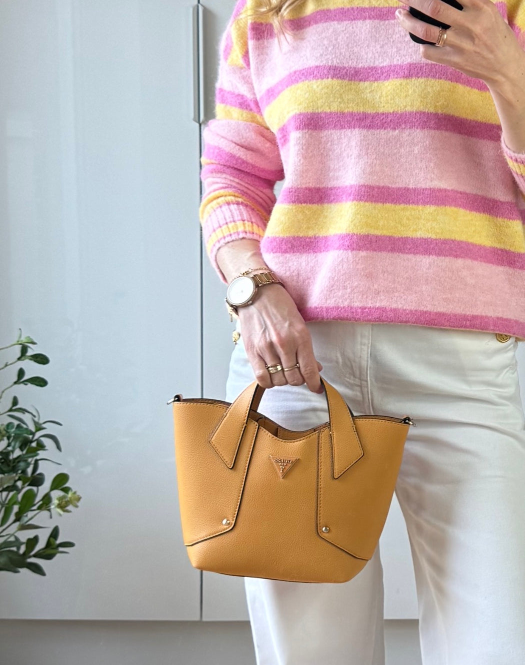 Anita pink stripe knit