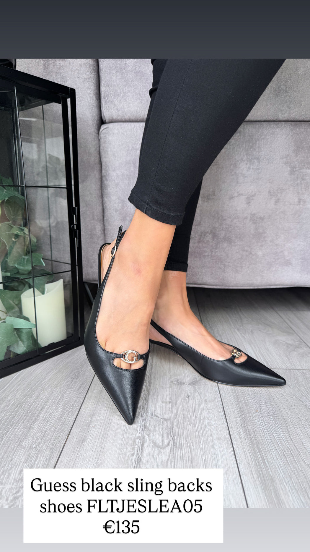 Guess black sling backs shoes FLTJESLEA05