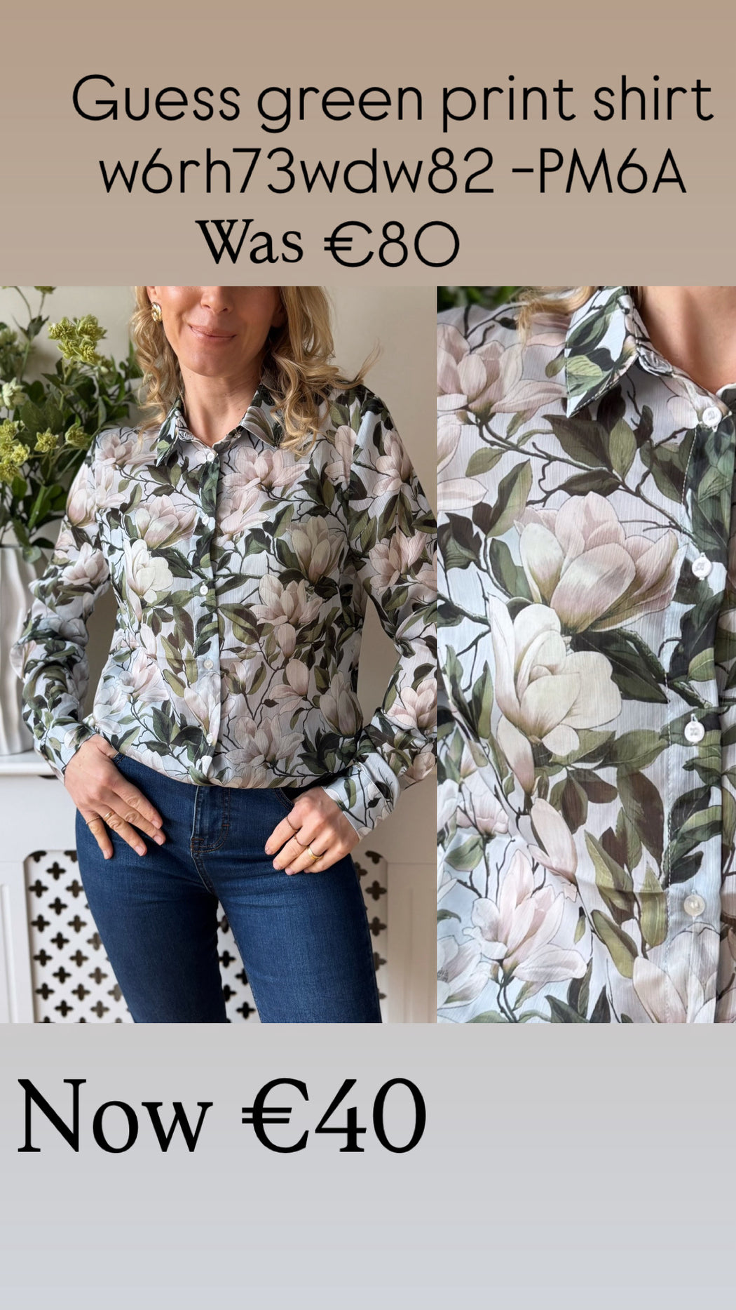 Guess green print shirt w6rh73wdw82 -PM6A