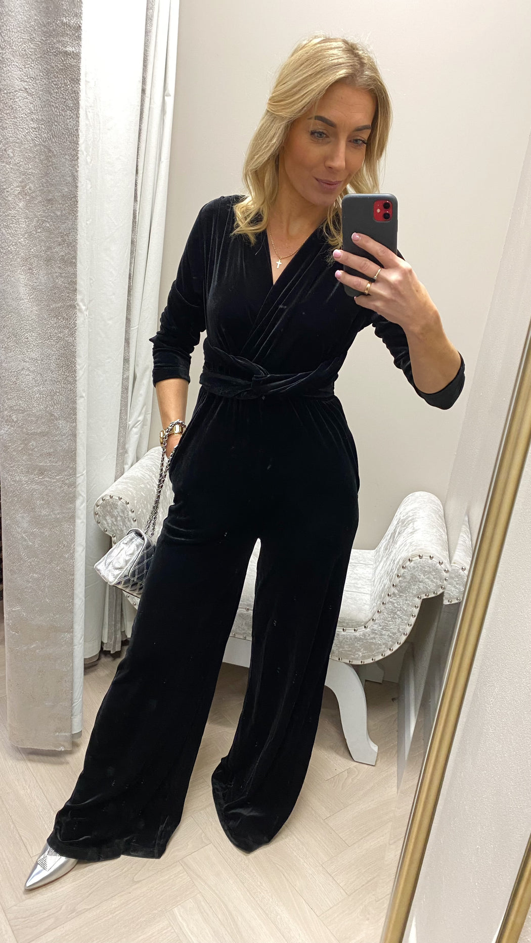 Sophia black velvet jumpsuit