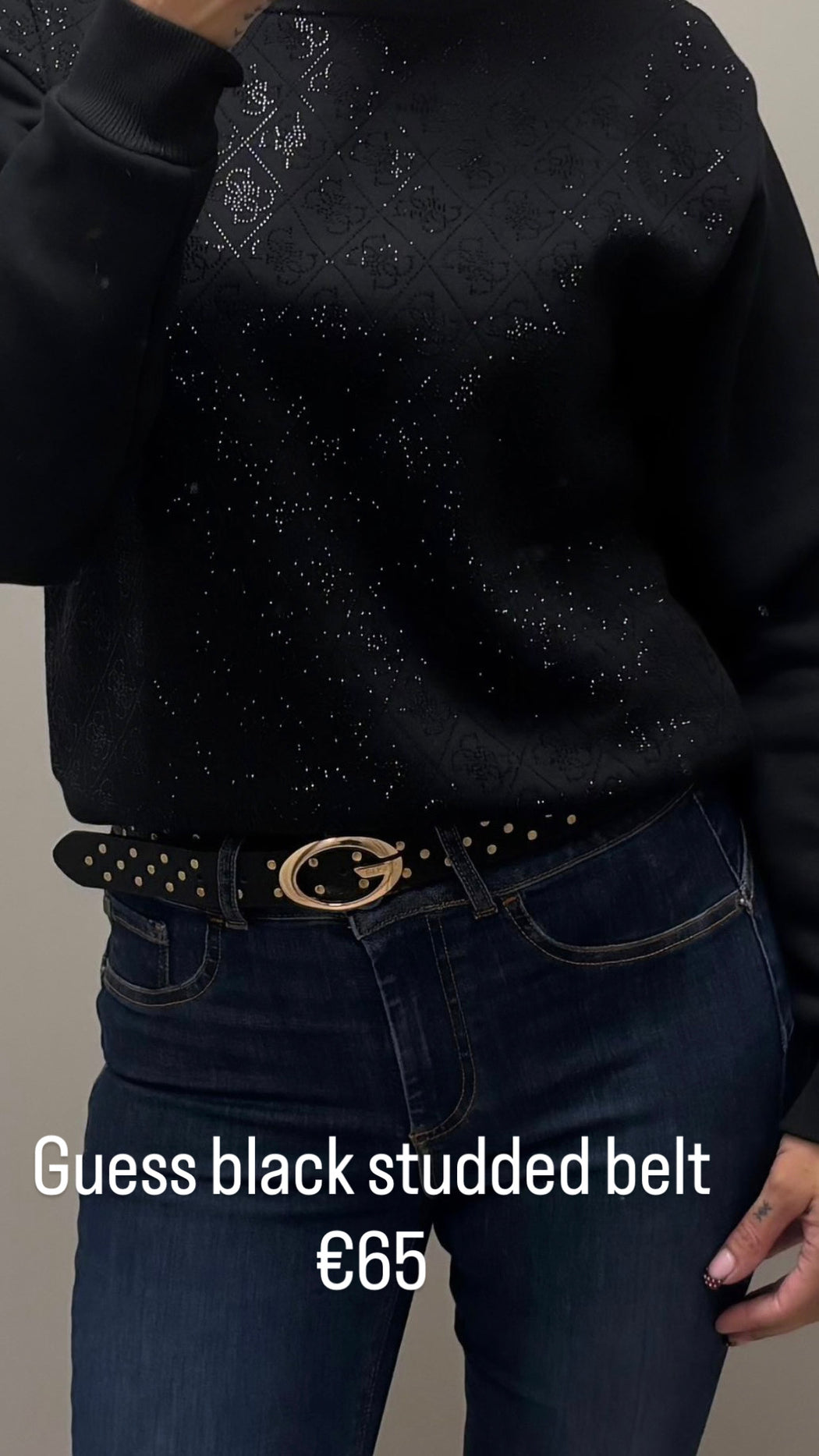 Guess black studded belt BW9502P6430 - BLA