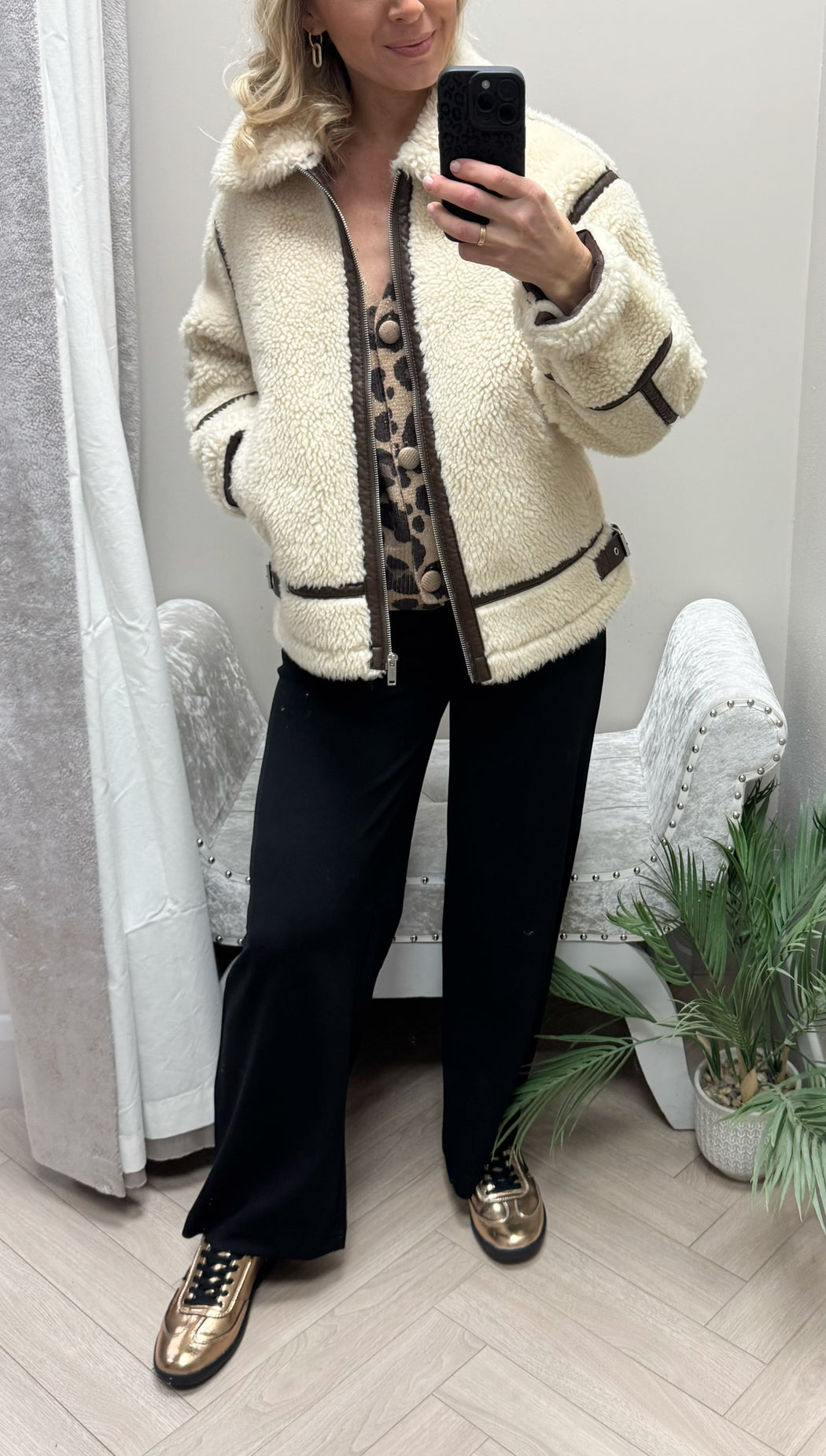 Camel Finn leopard Cardi