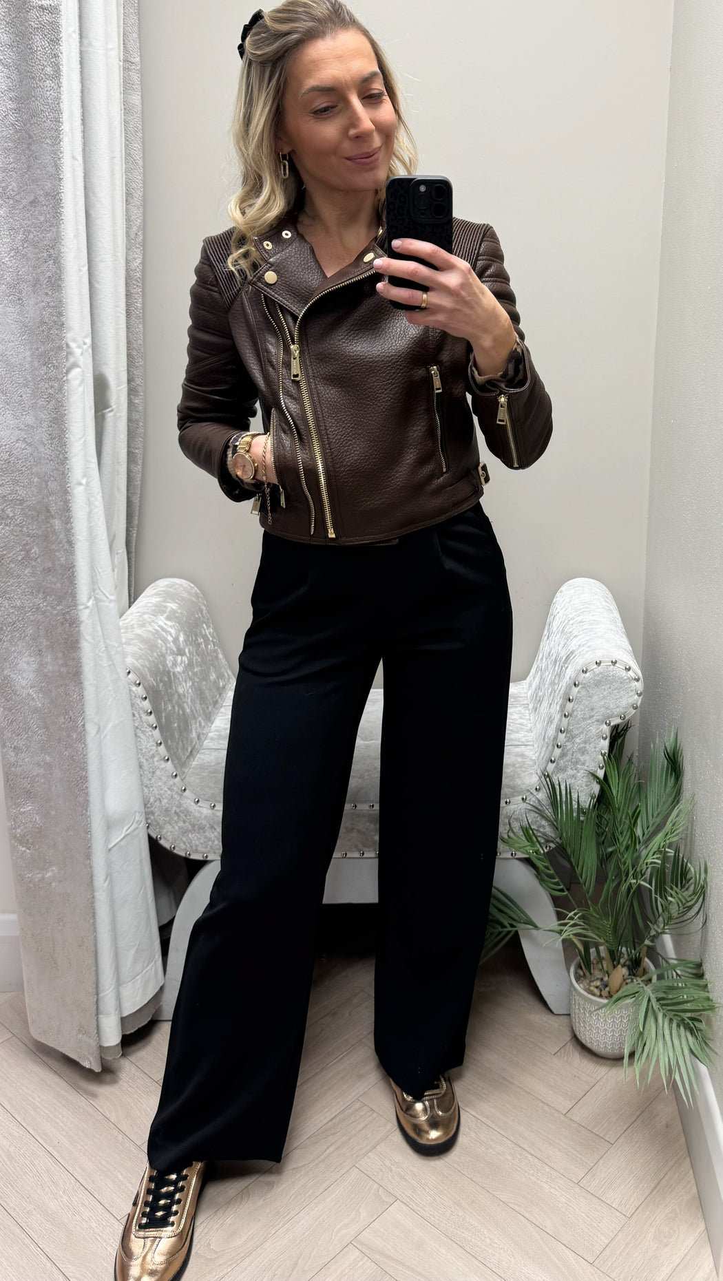 Guess jeannine chocolate brown pu jacket