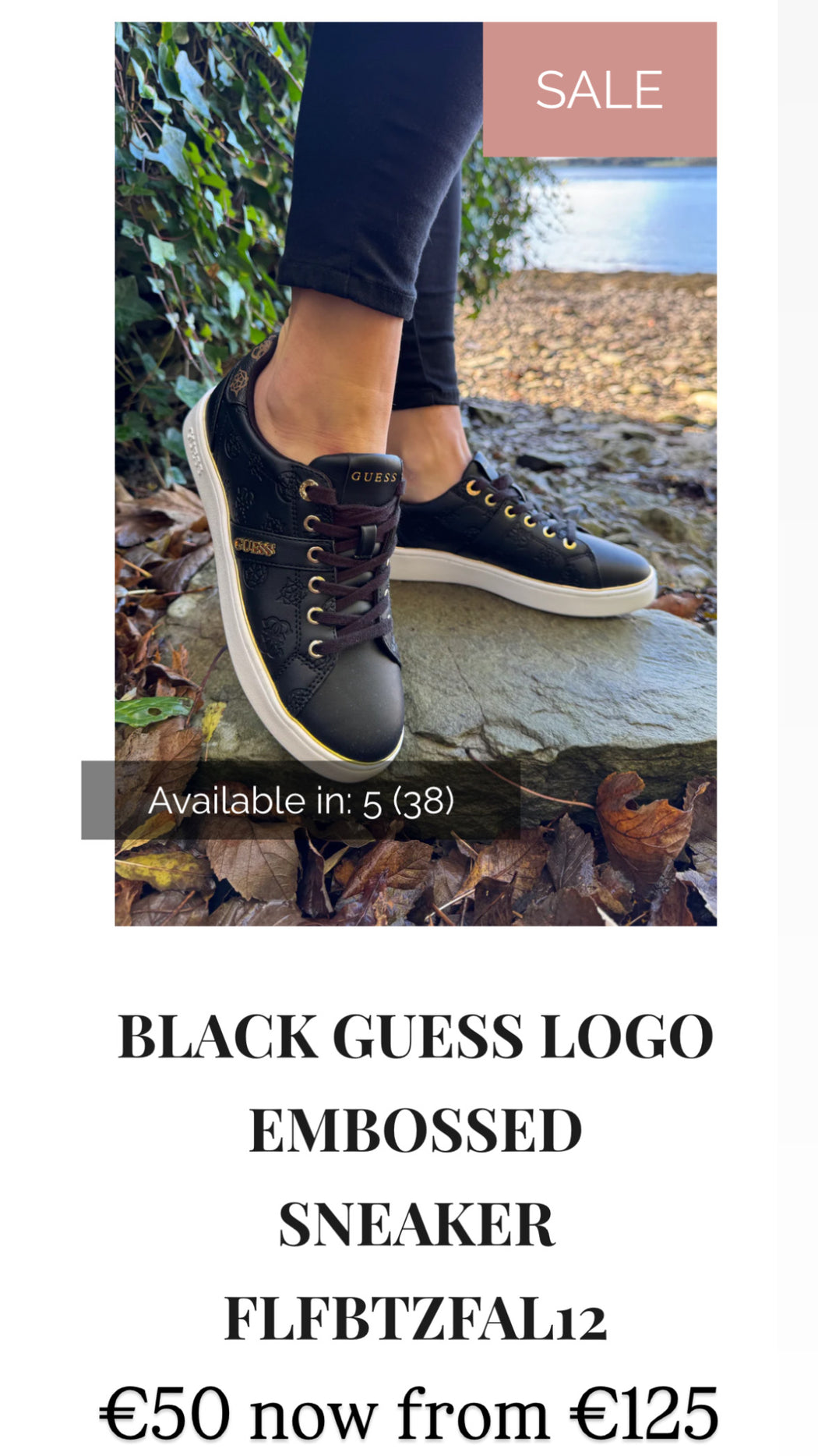 Black guess logo embossed sneaker flfbtzfal12