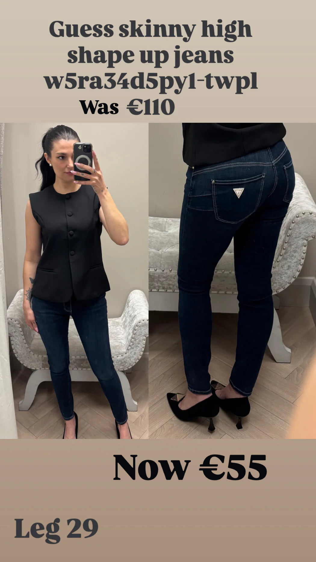 Guess skinny high shape up jeans w5ra34d5py1-twpl