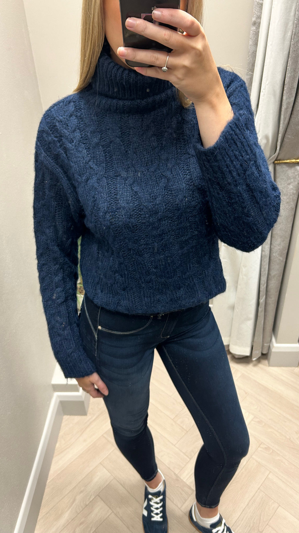 Merope navy polo neck knit jumper