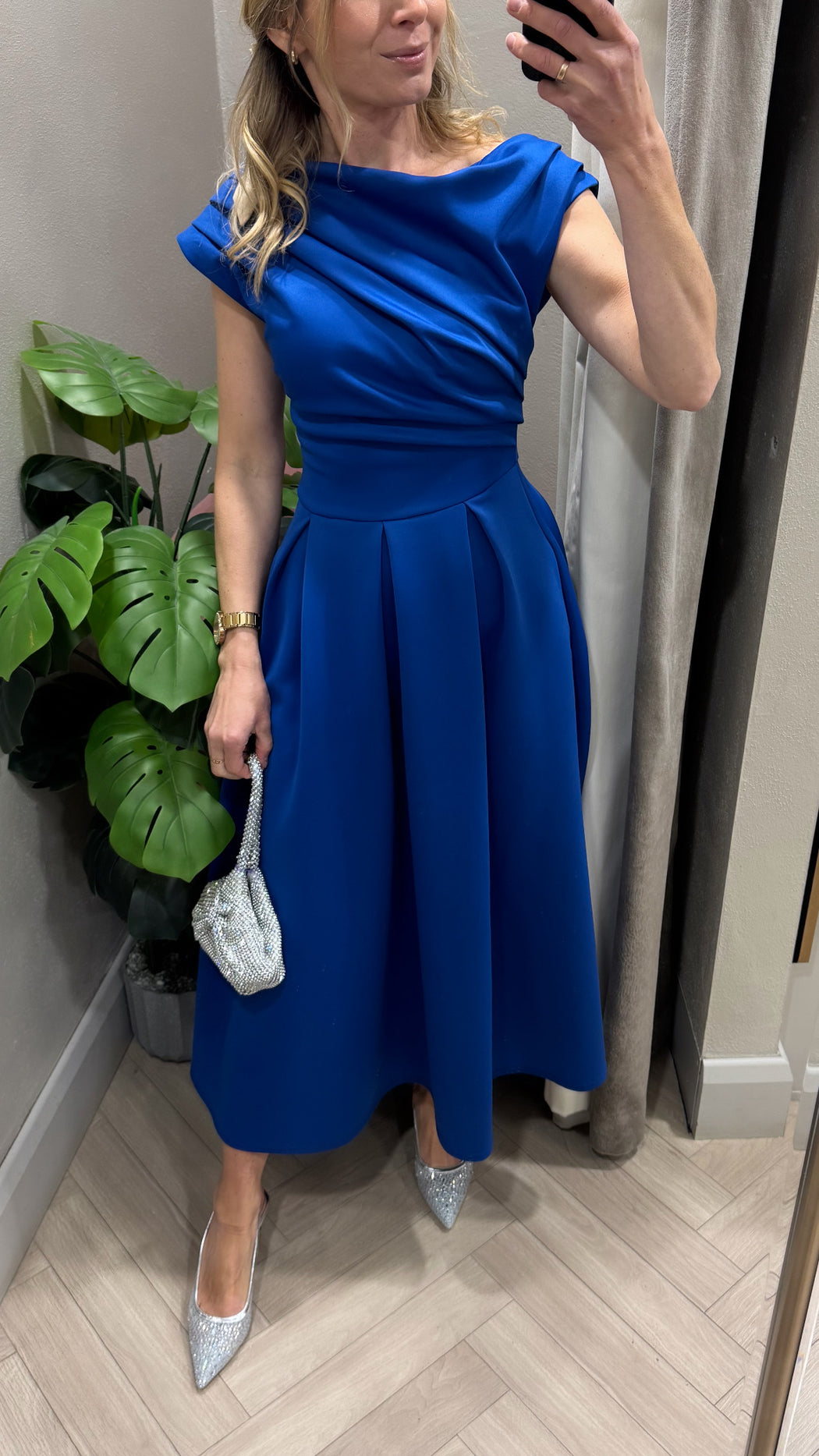 Betty Asymmetric Midi Dress Cobalt