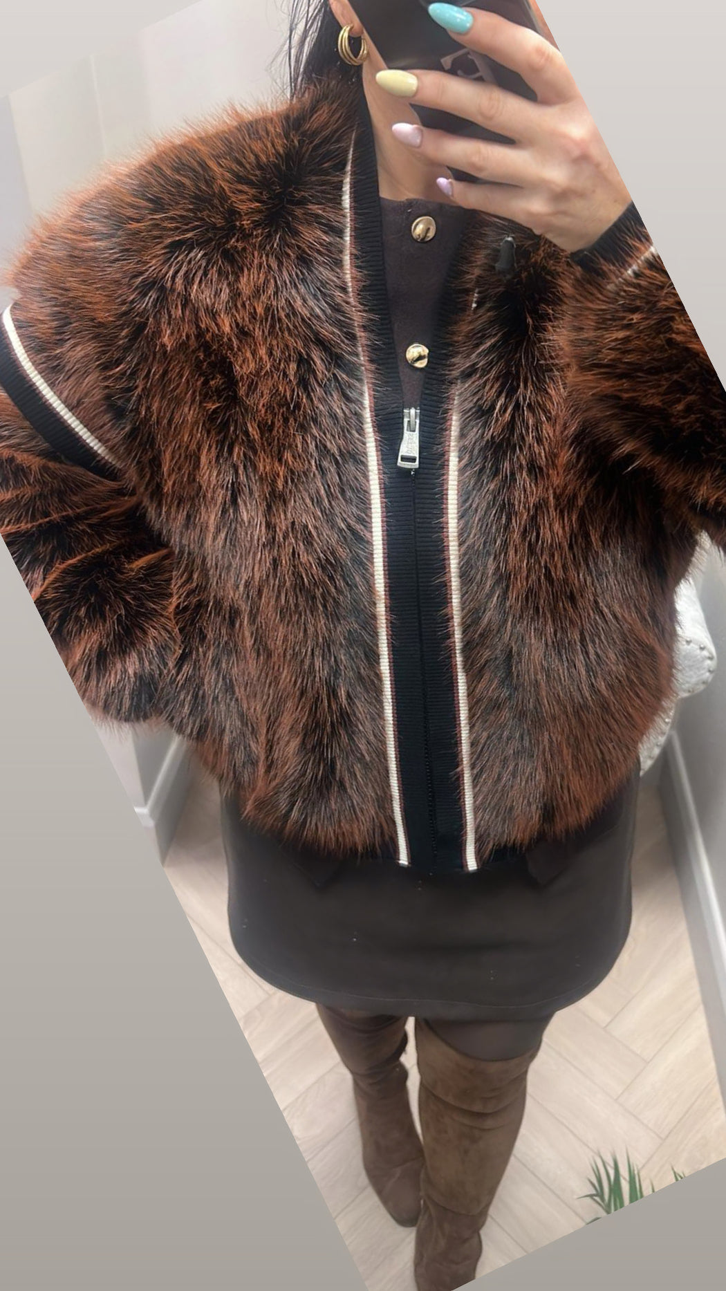Guess Katia faux fur rib bomber