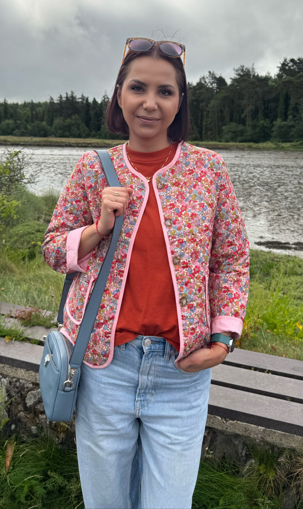 Lili pink flower quilted jacket