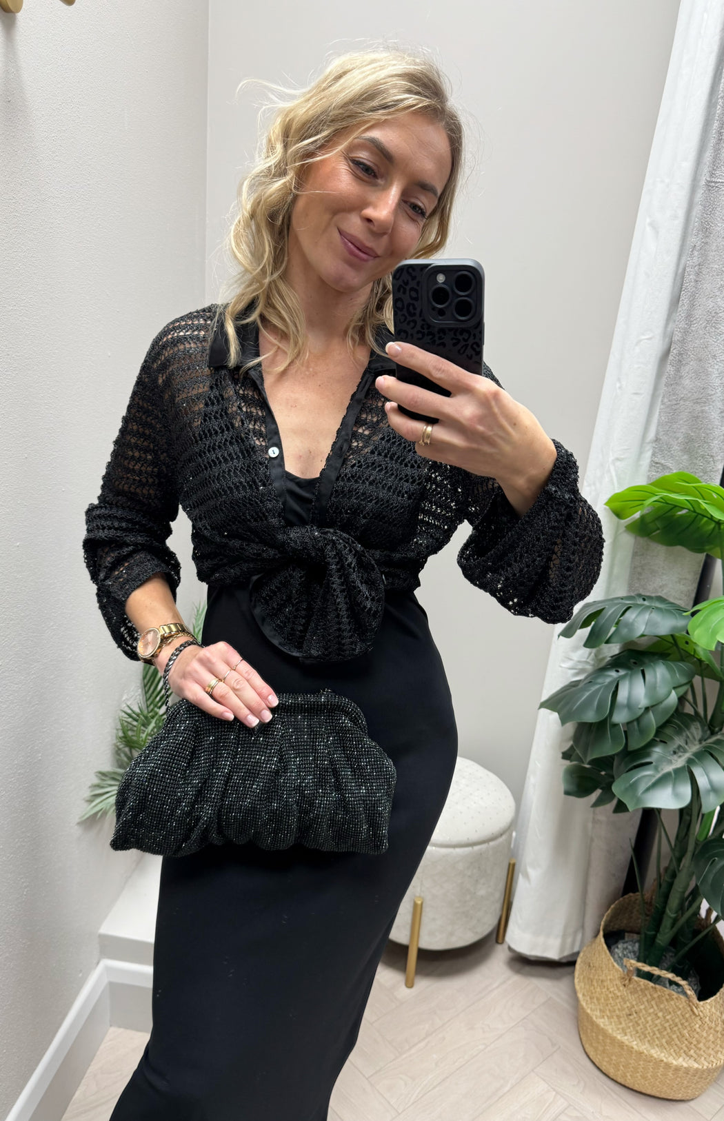 Guess button top bell sleeve