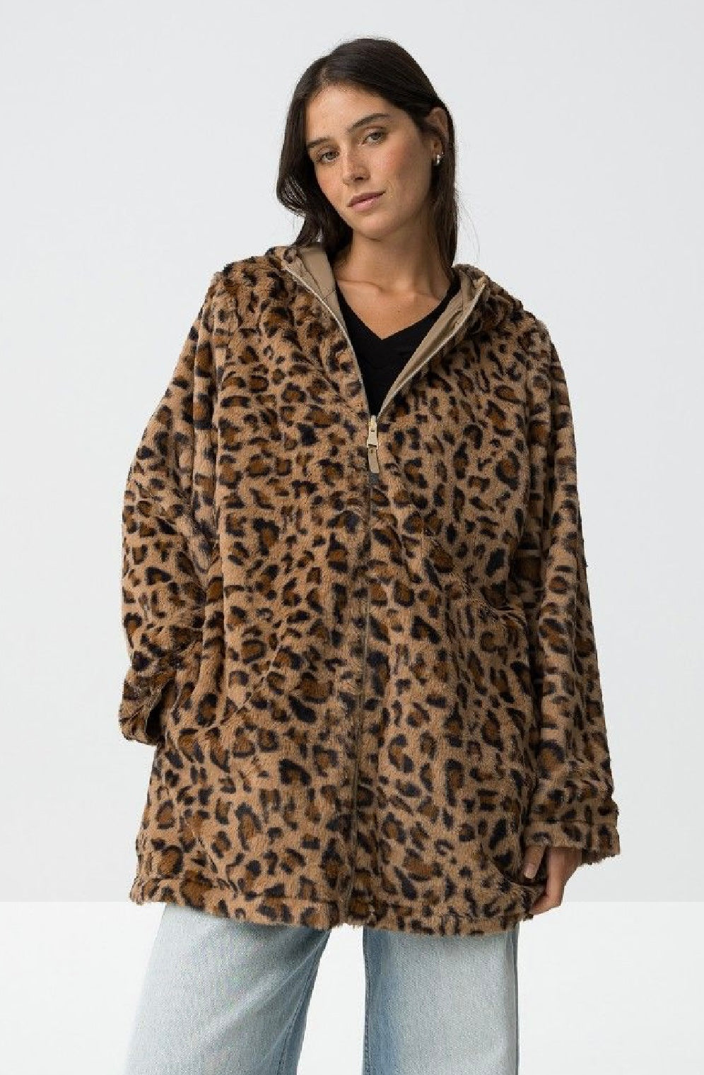 Rocky beige leopard reversible jacket