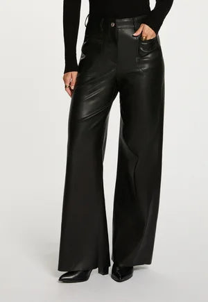 Guess faux leather straight leg trousers