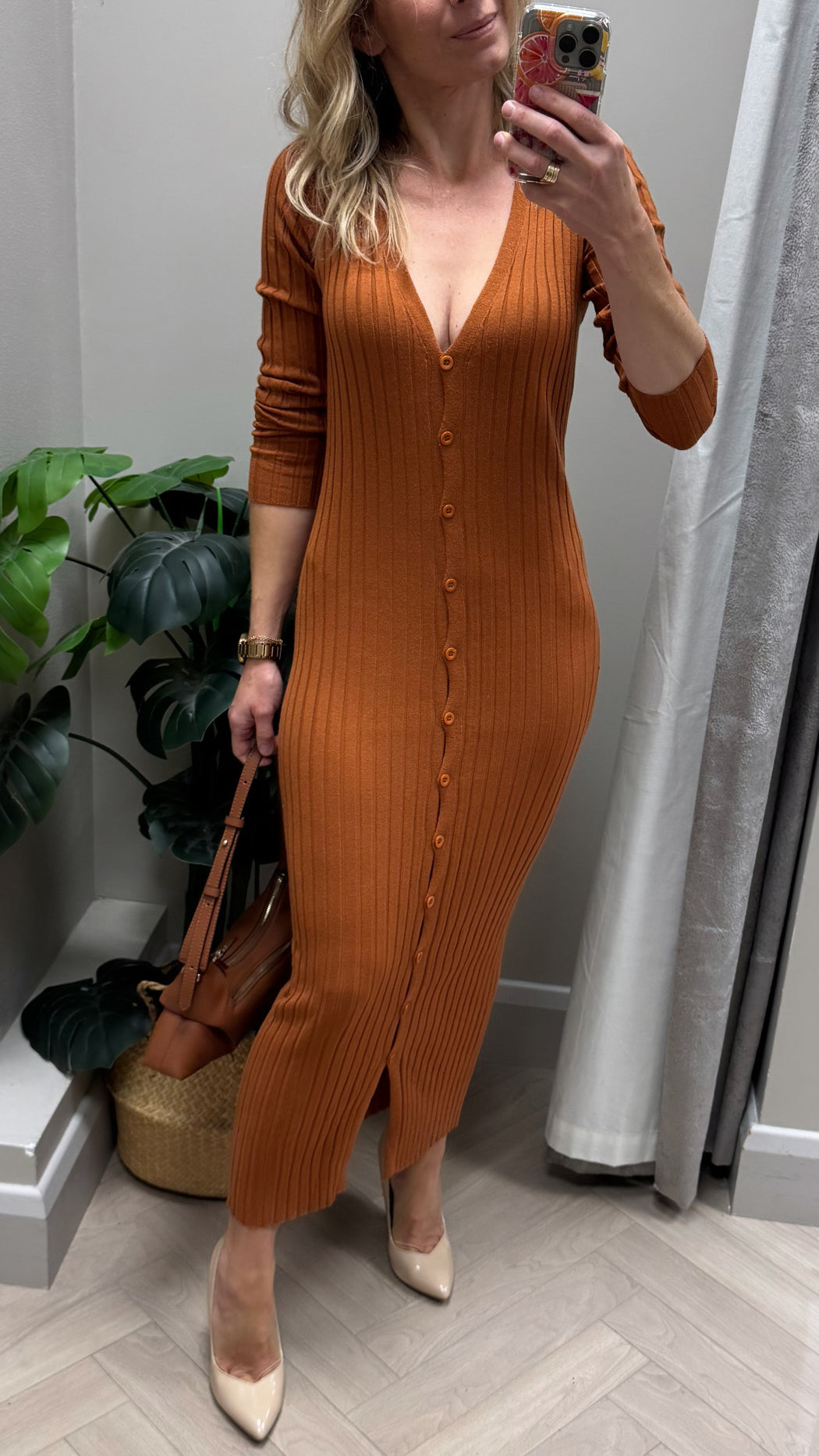 Knit rust dress