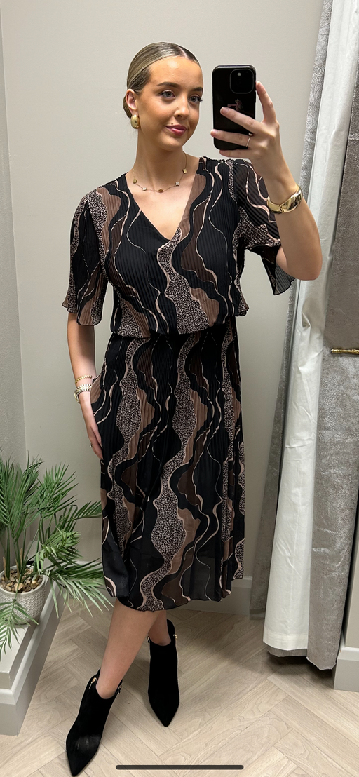 Sophie black leopard print midi