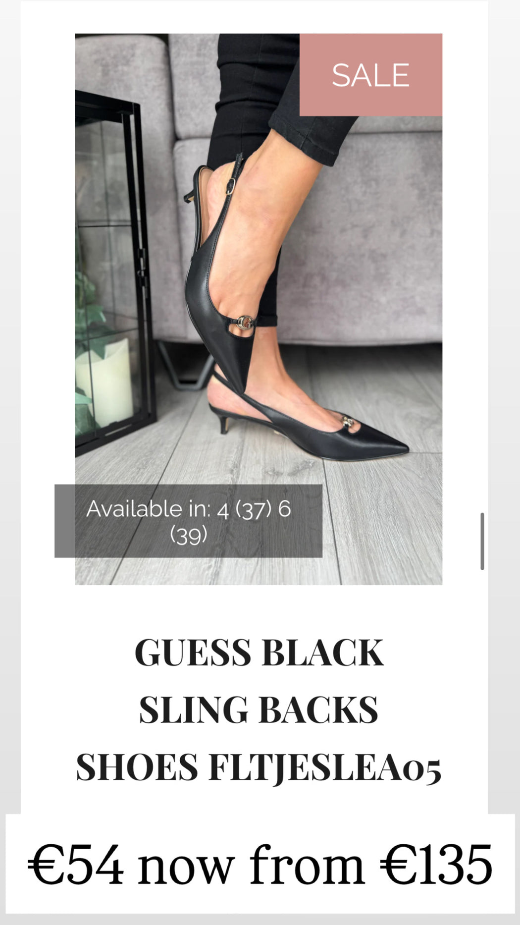 Guess black sling backs shoes FLTJESLEA05