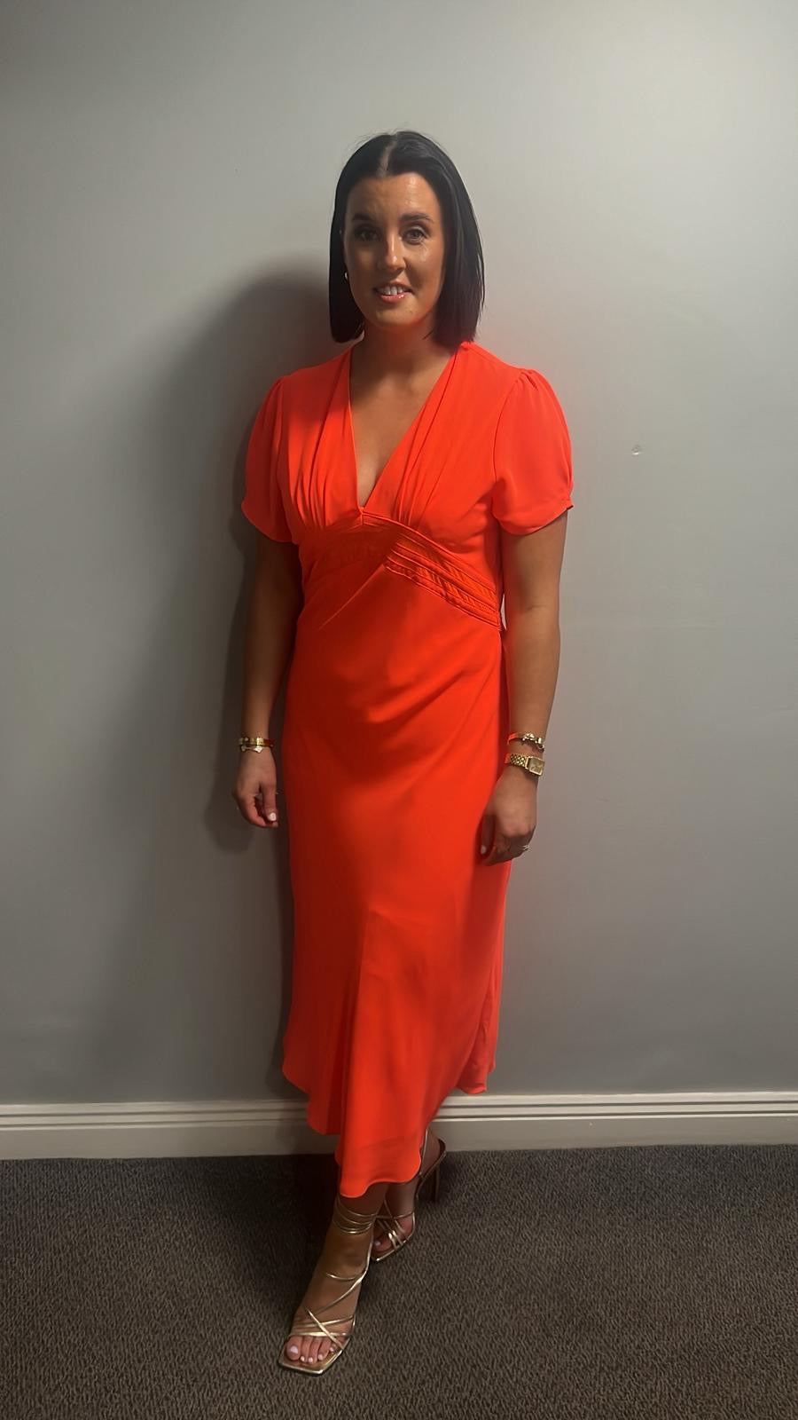 Thethys coral midi dress