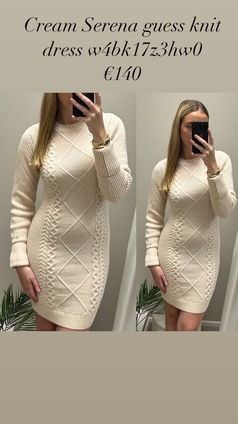 Cream Serena guess knit dress w4bk17z3hw0