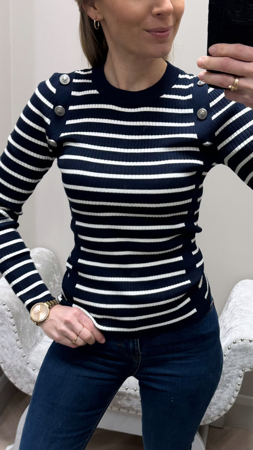 Guess navy and white stipe knit w6rr58z2yk2-S7ZW