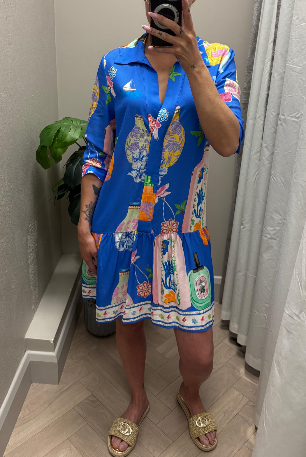 Juliet blue print  dress