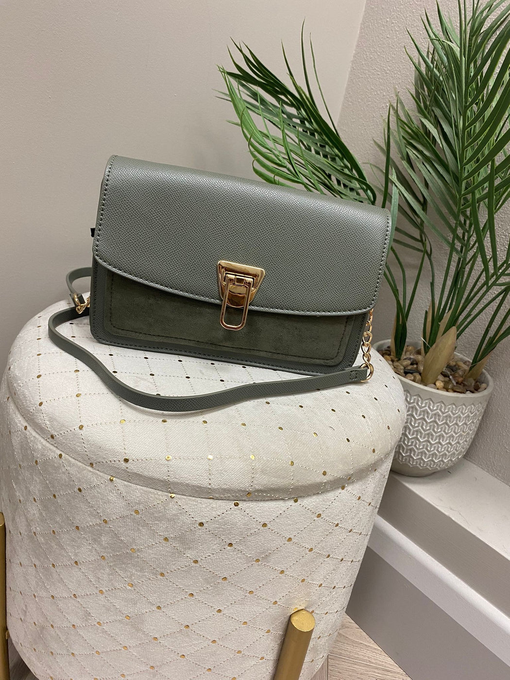 Becas khaki flap over crossbody