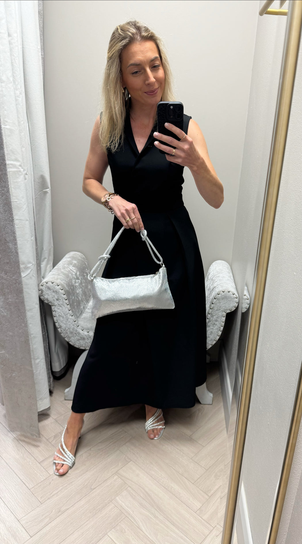 Glamour metallic-silver evening bag