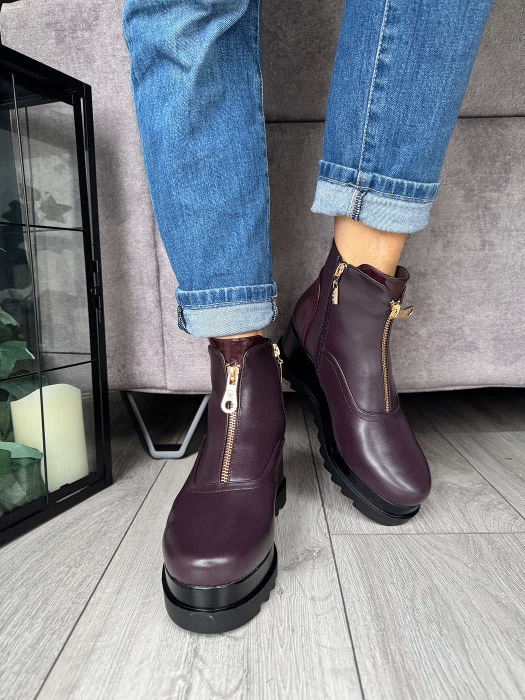Pottery damson boots