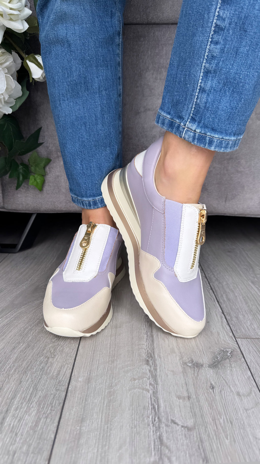 Begbroke Lavender Mash wedge sneaker