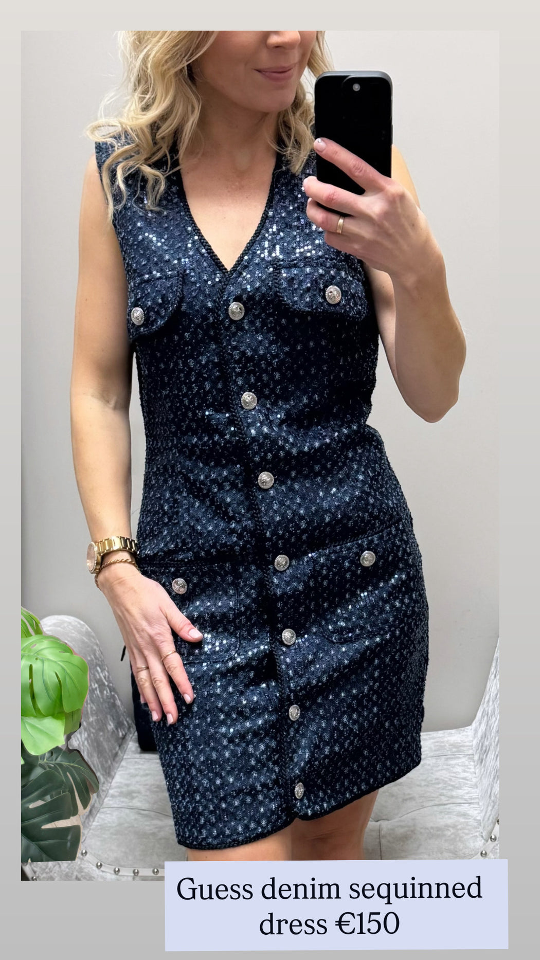 Guess denim sequinned  dress w5bk41d0771