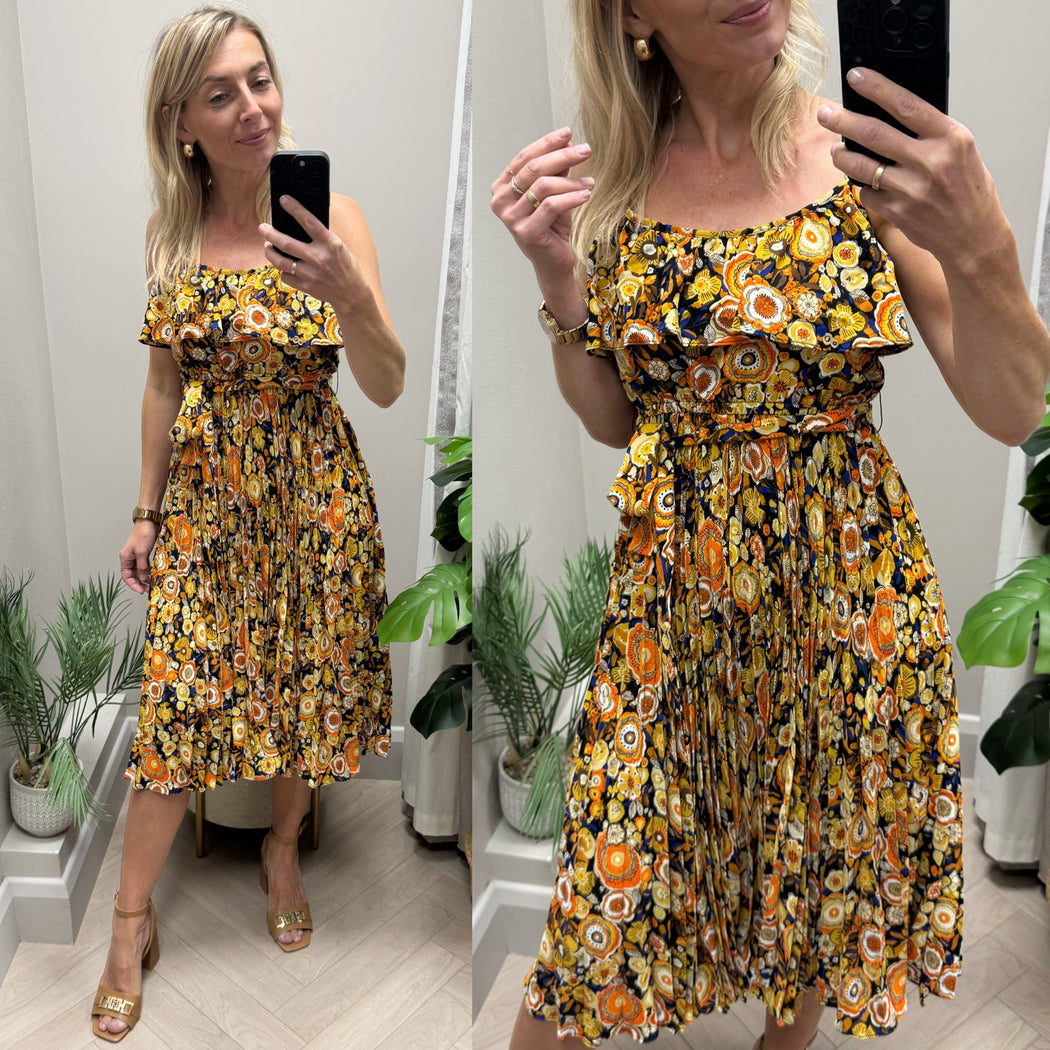 Grace black traffic print dress