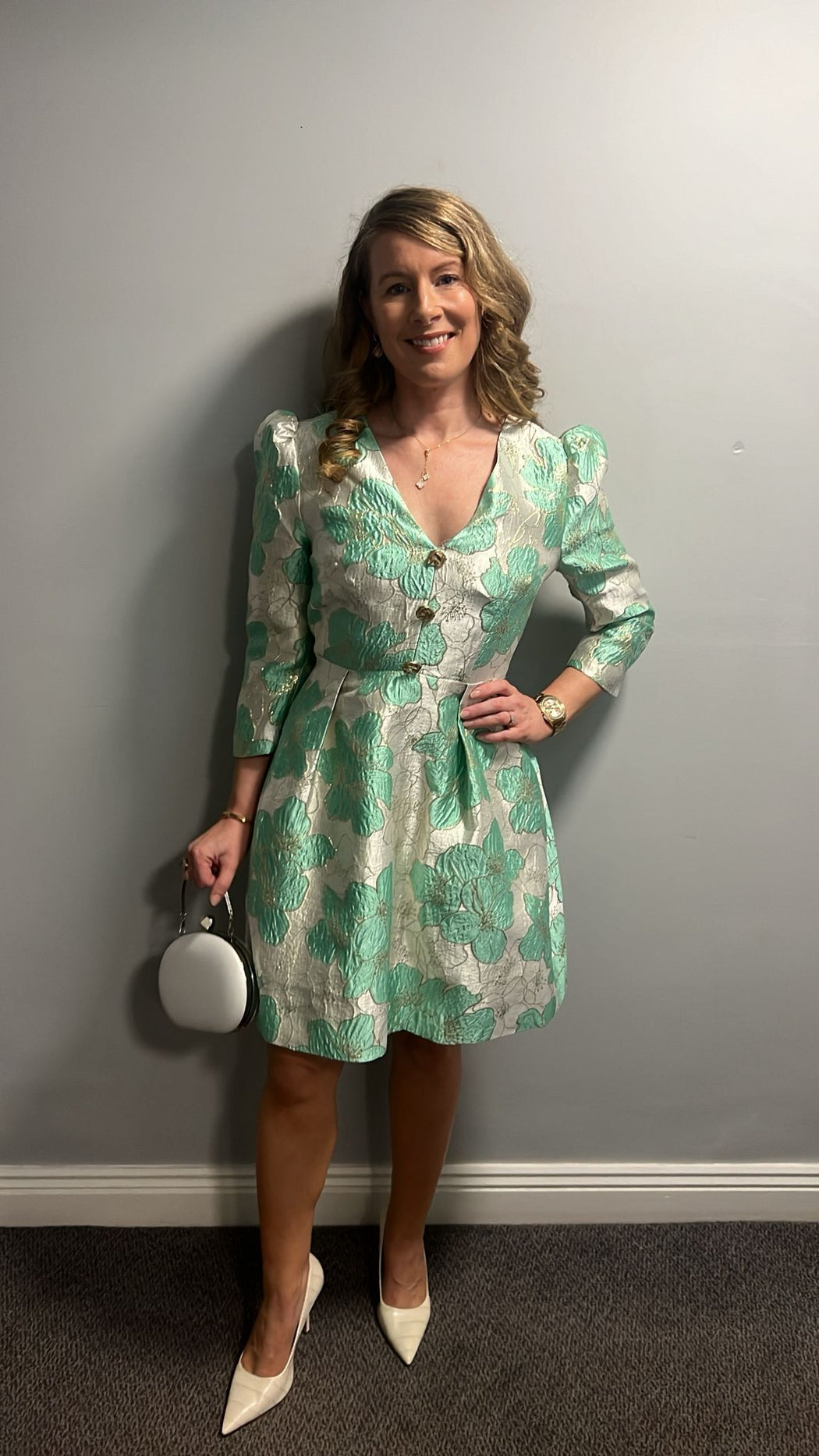 VERONICA METALLIC BELL SKIRT MINI - MINT GREEN
