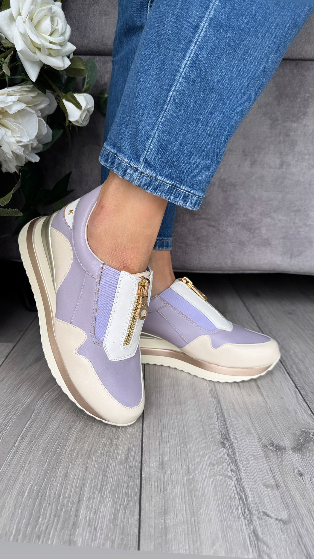 Begbroke Lavender Mash wedge sneaker