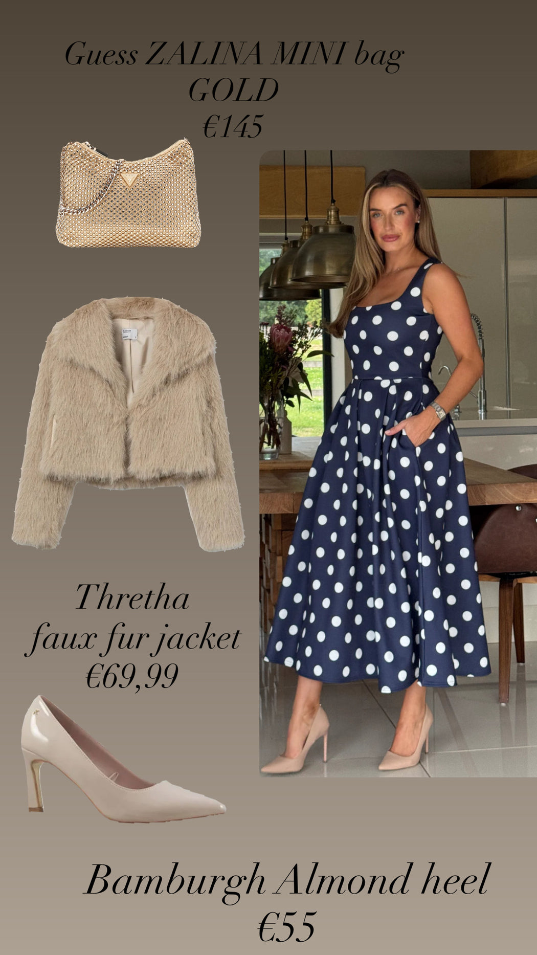 Thretha champagne faux fur jacket