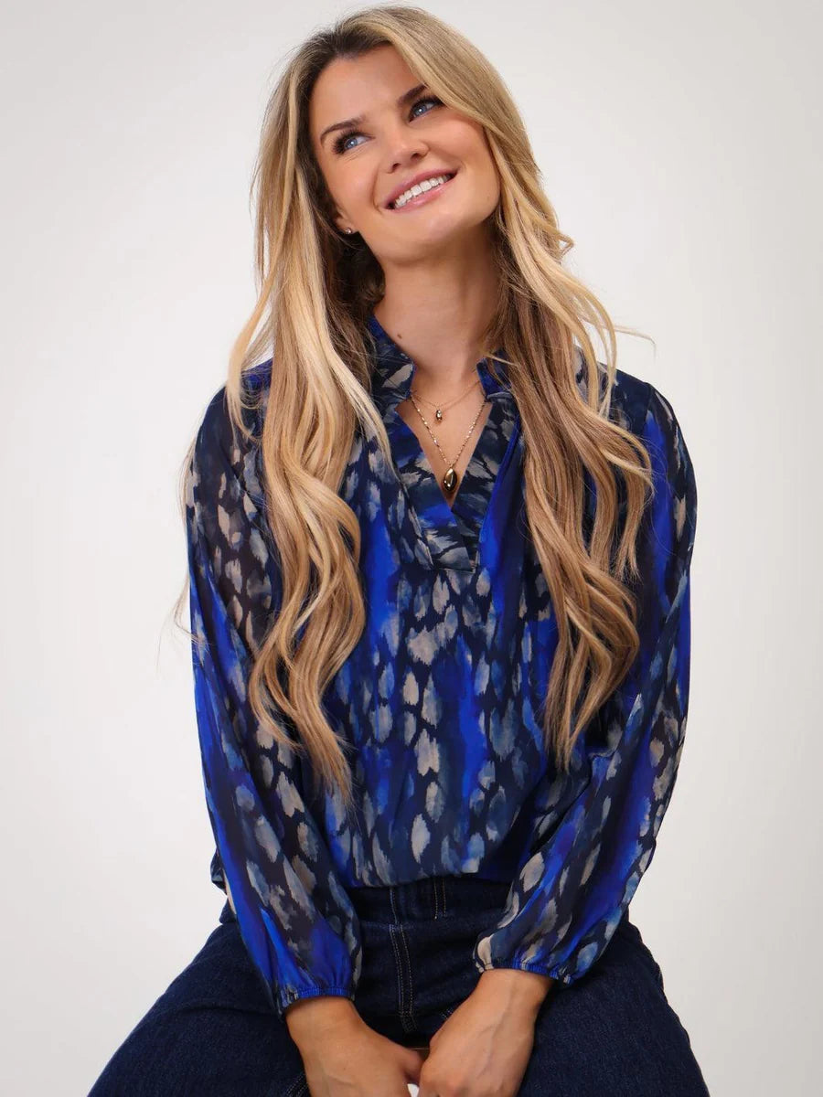 Abstract blue Bella band top