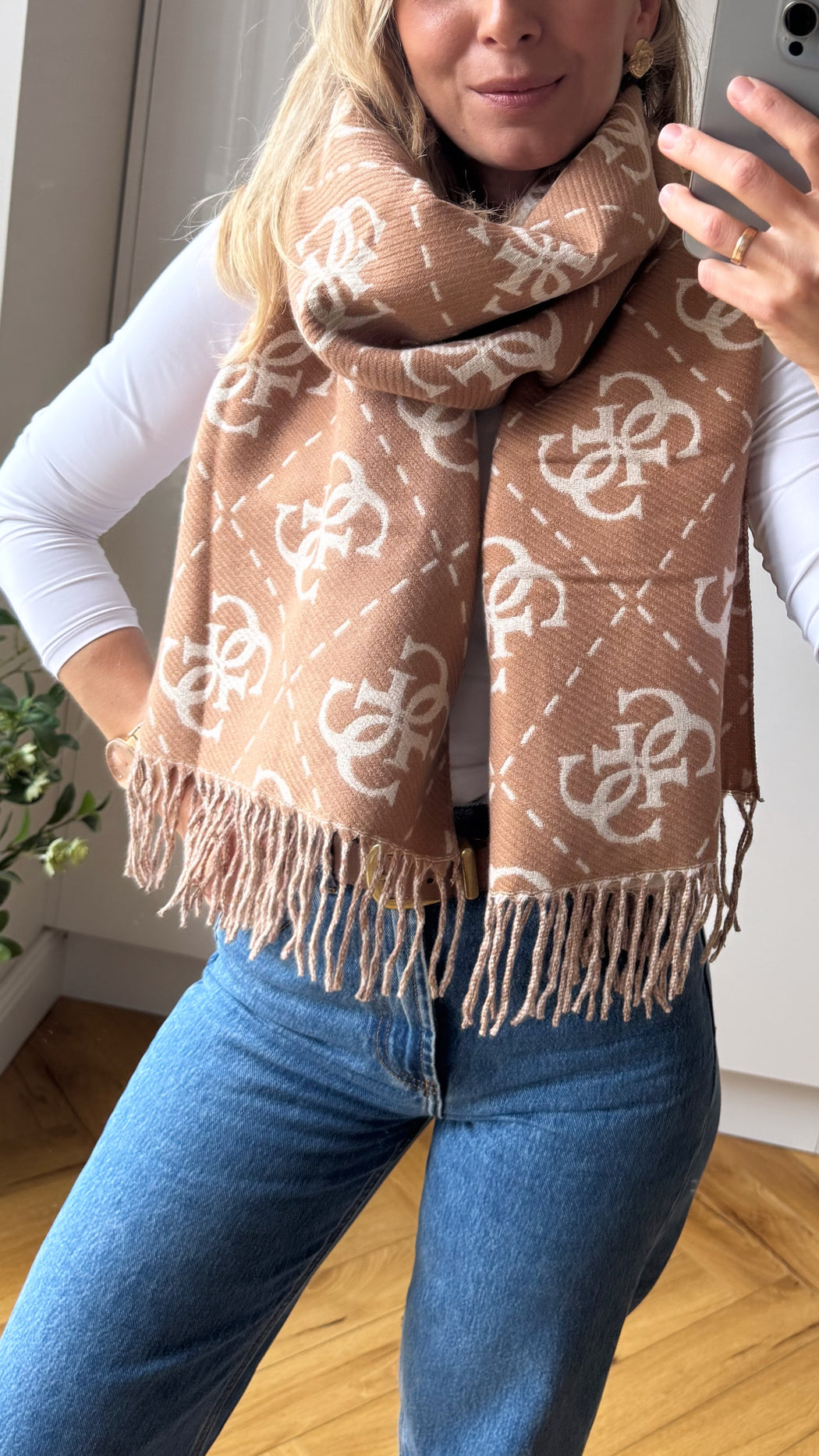 Nolana beige 4G logo scarf aw5217vis03