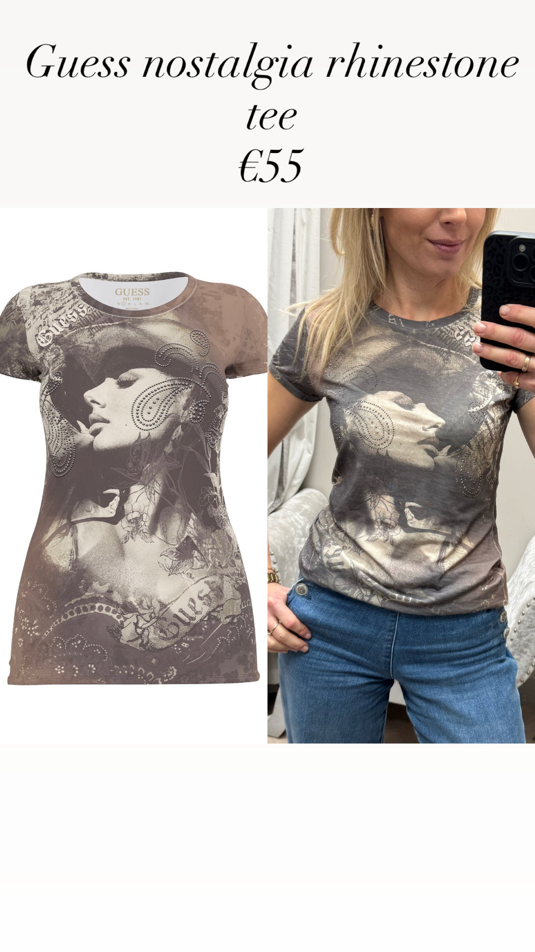 Guess nostalgia rhinestone tee
