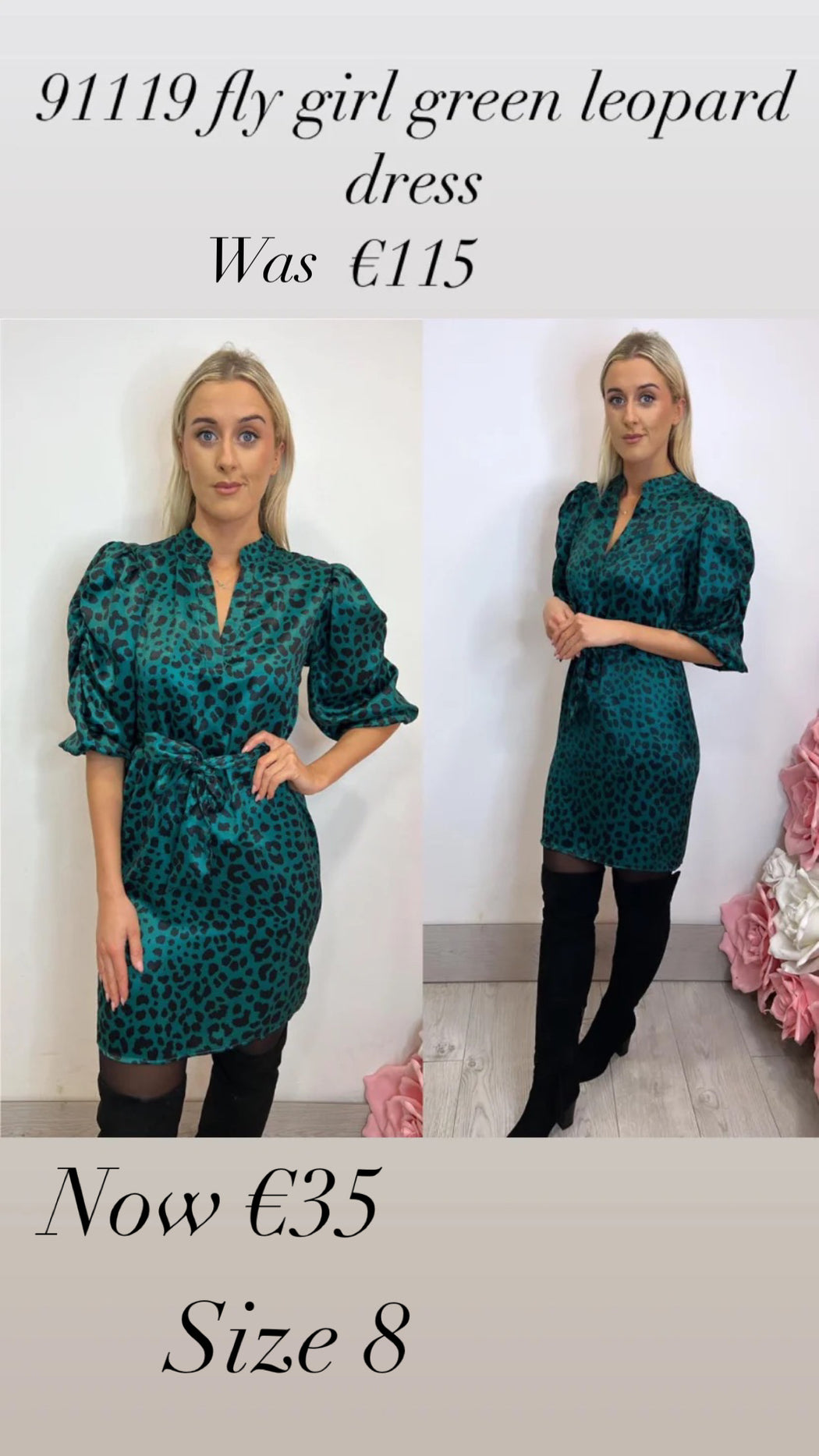 91119 fly girl green leopard dress