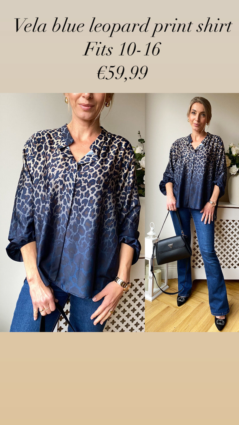 Vela blue leopard print shirt