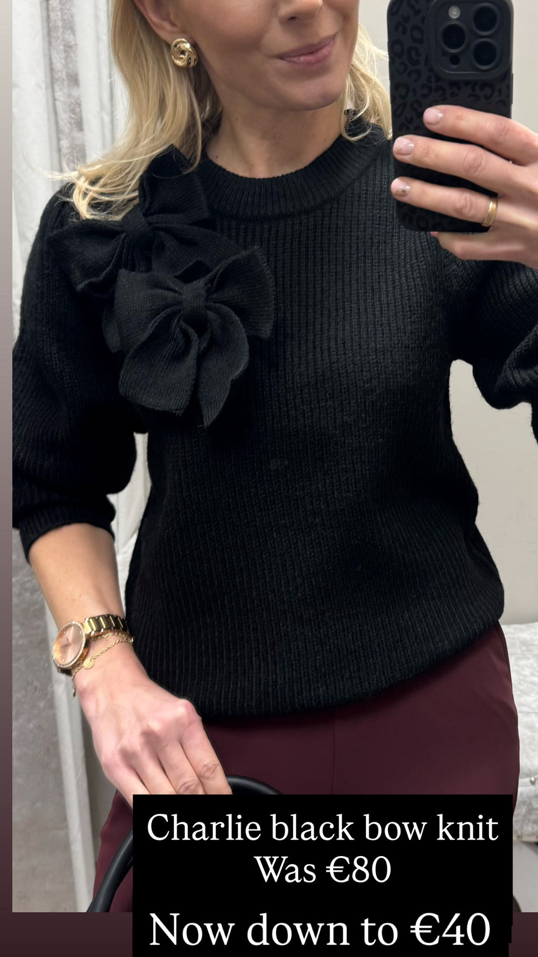 Charlie black bow knit