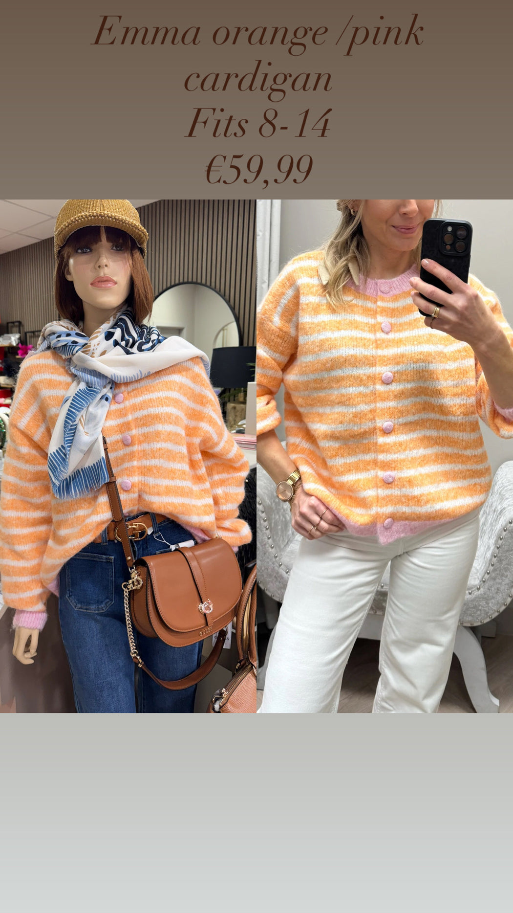 Emma  orange /pink cardigan