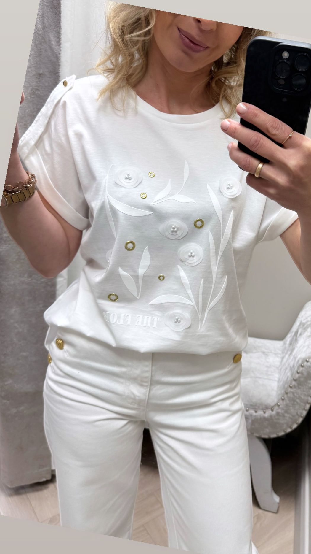 Eyelette   cream top