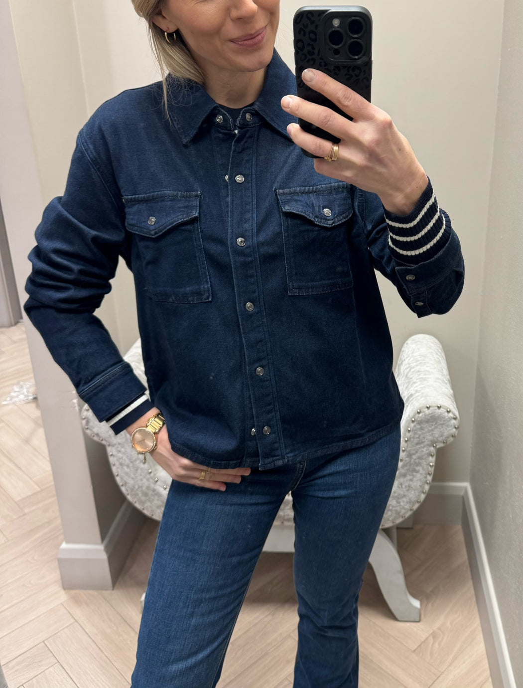 Guess navy soft denim jkt /  shirt w6rn99d6980- OKLN