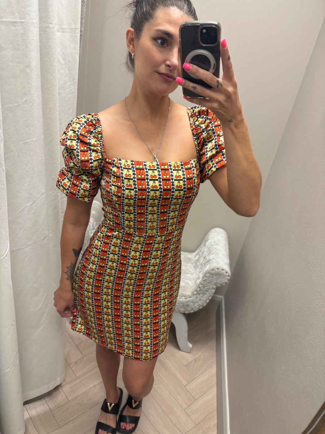 Ck6519 geo cherry dress