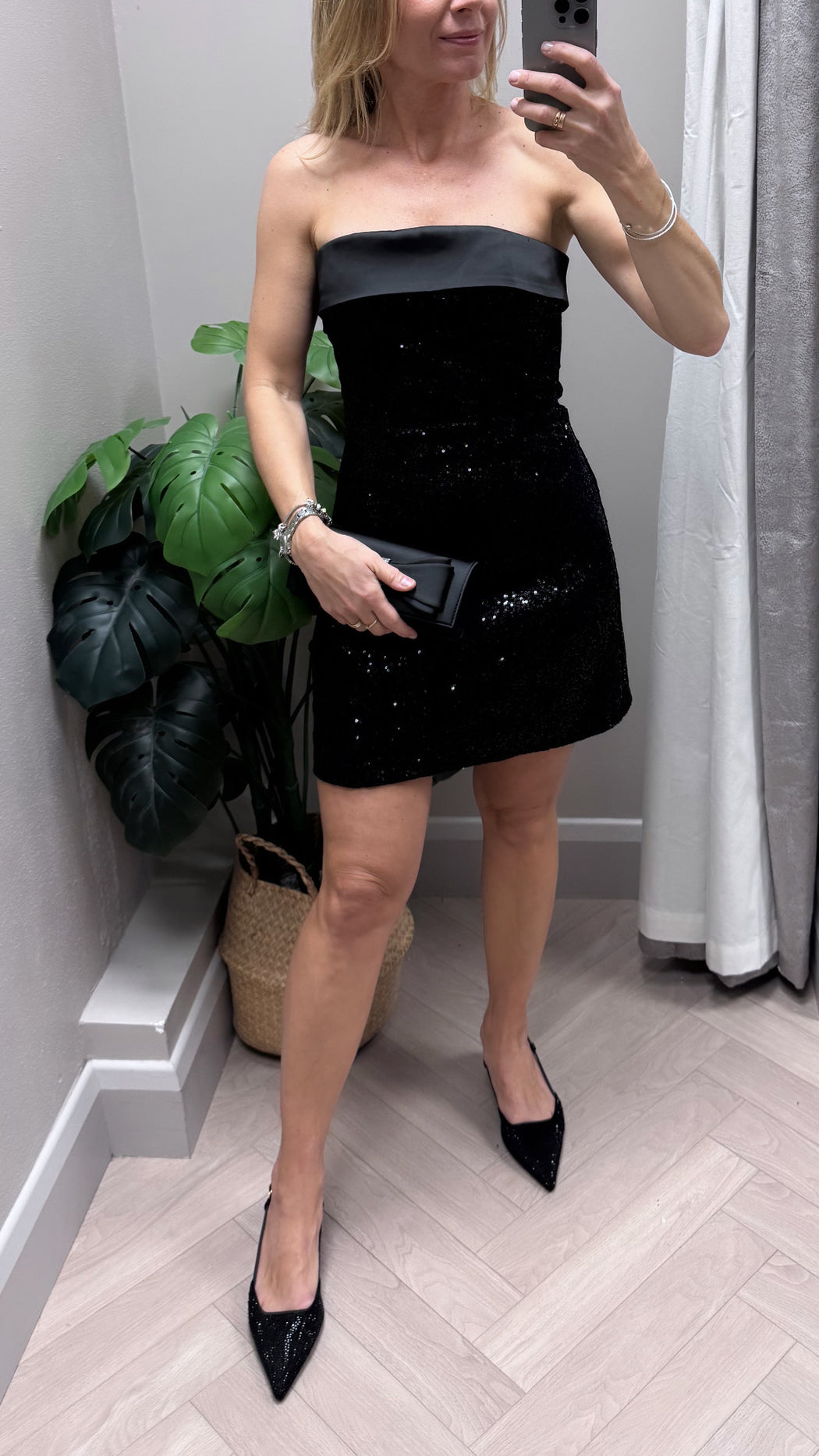 Guess gia mini sequins black dress w6bk45k6923