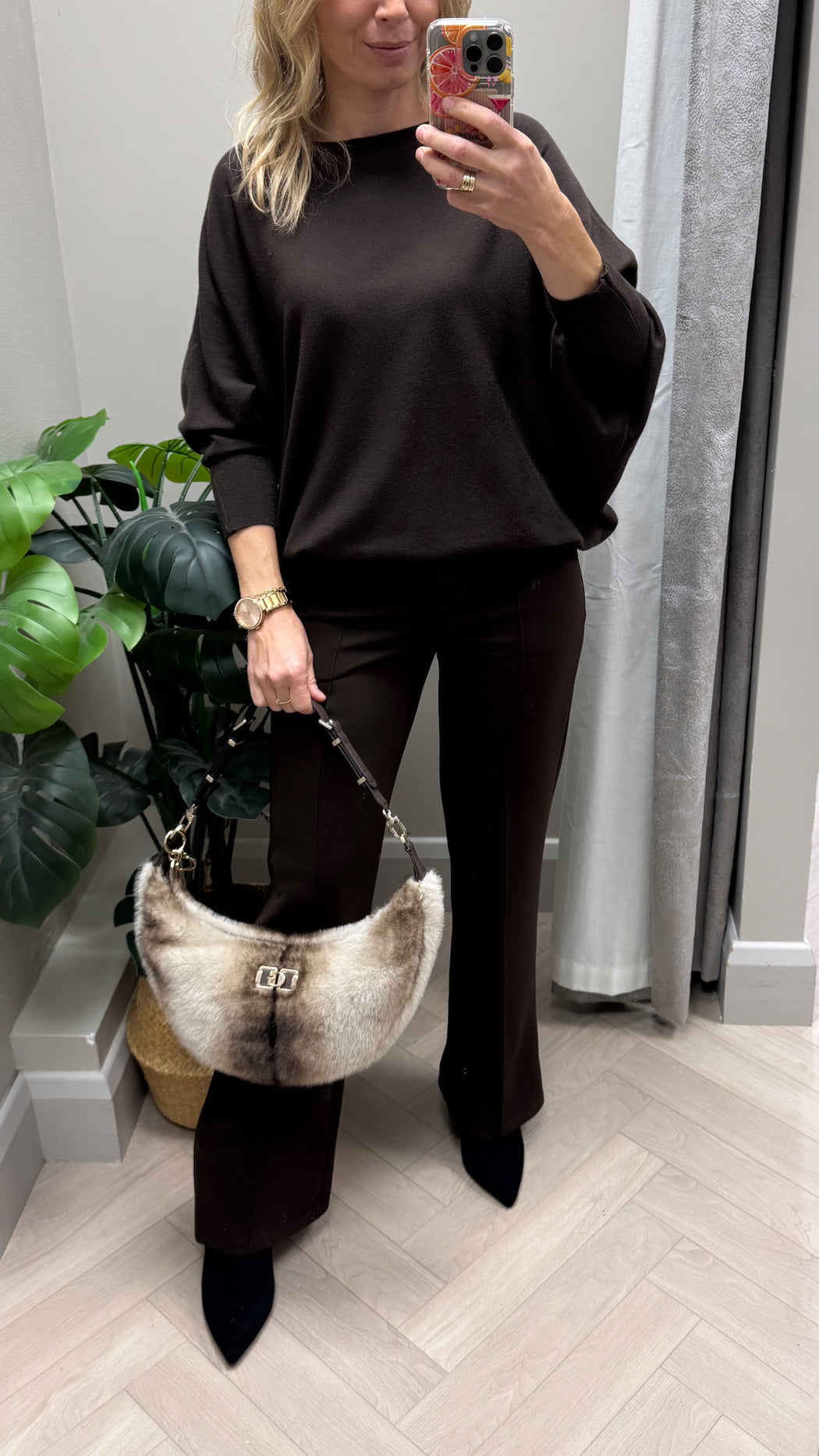 Brown Venice bow knit