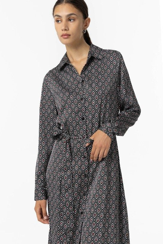 Blue black print sodade dress