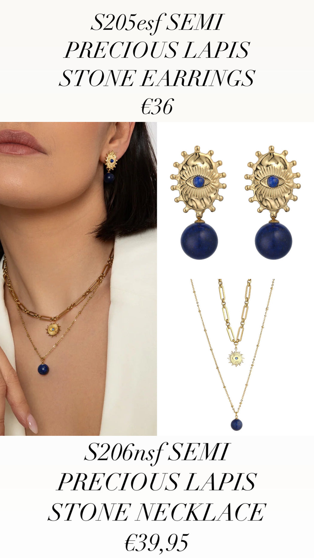 S205esf SEMI PRECIOUS LAPIS STONE EARRINGS