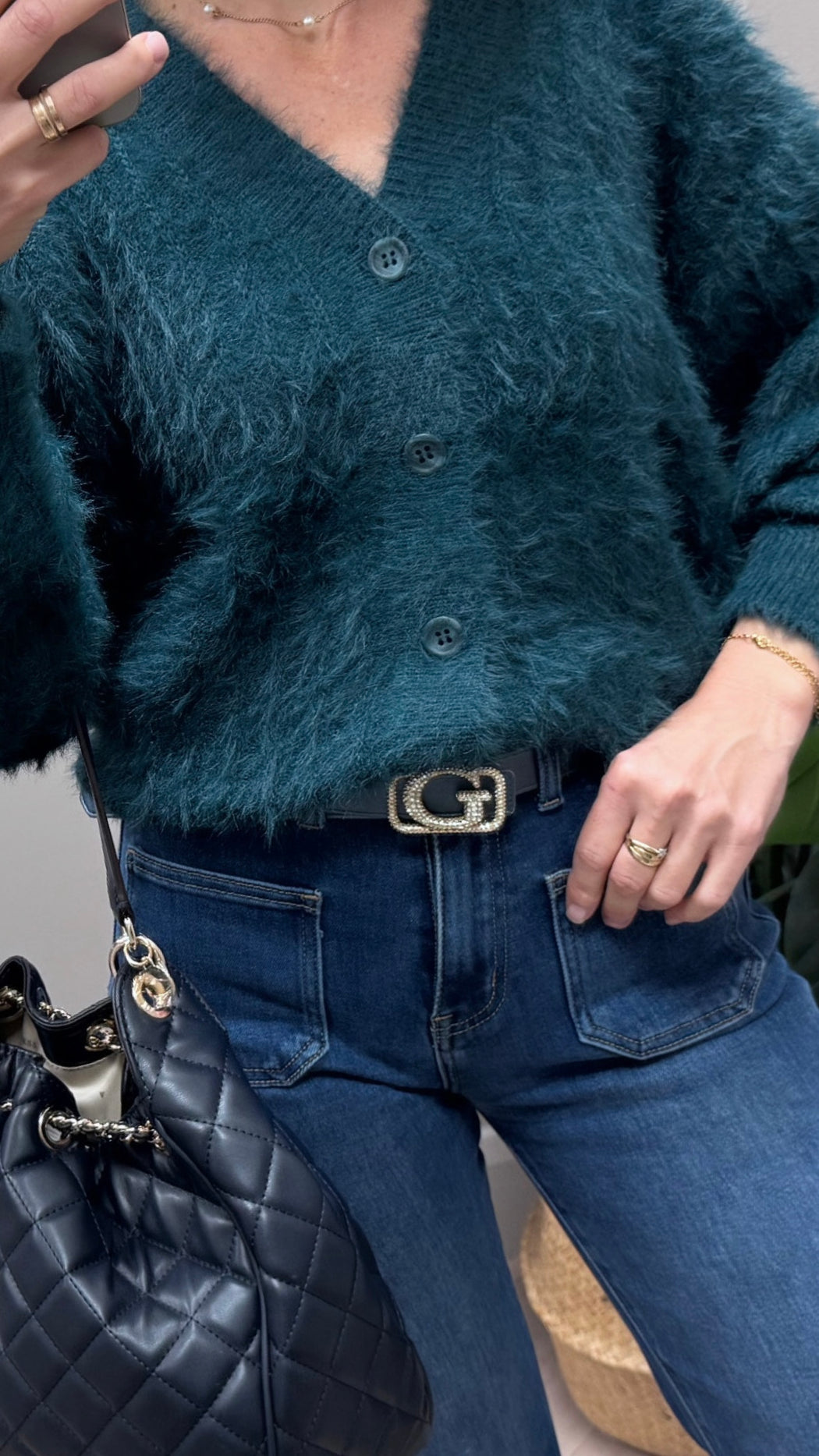 Silver / blue guess Prue Jewel reversible  Belt