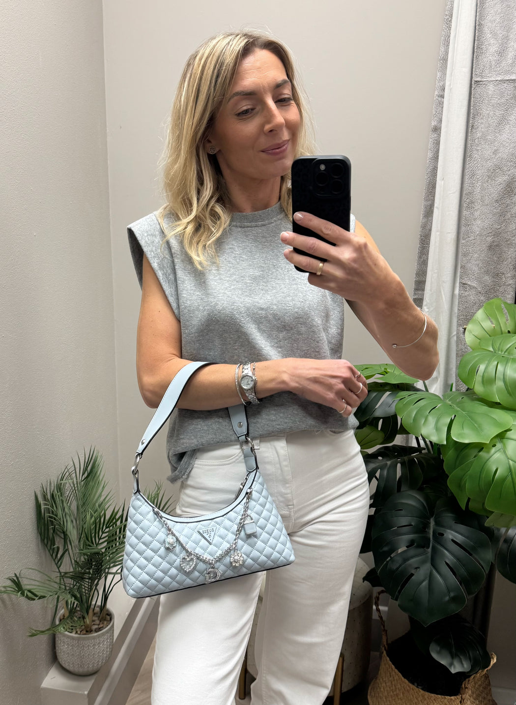 Guess misty blue everlee mini shoulder bag